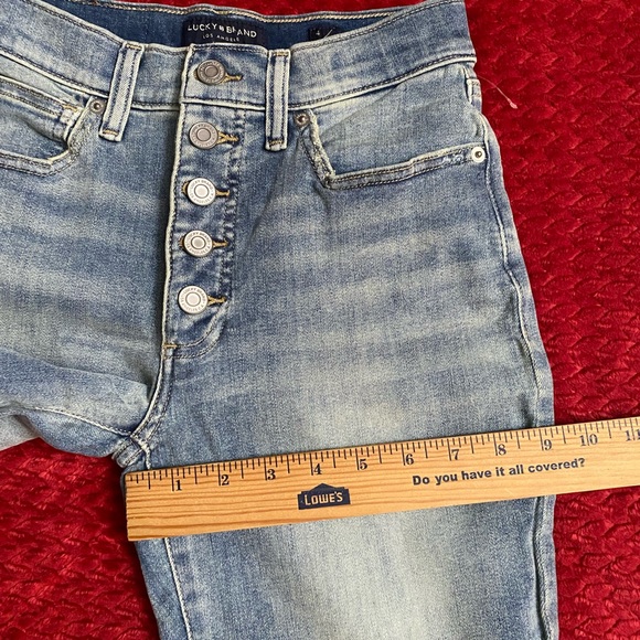 LUCKY BRAND Bridgette high rise lantern dark wash exposed button skinny jeans 4 - Picture 5 of 12